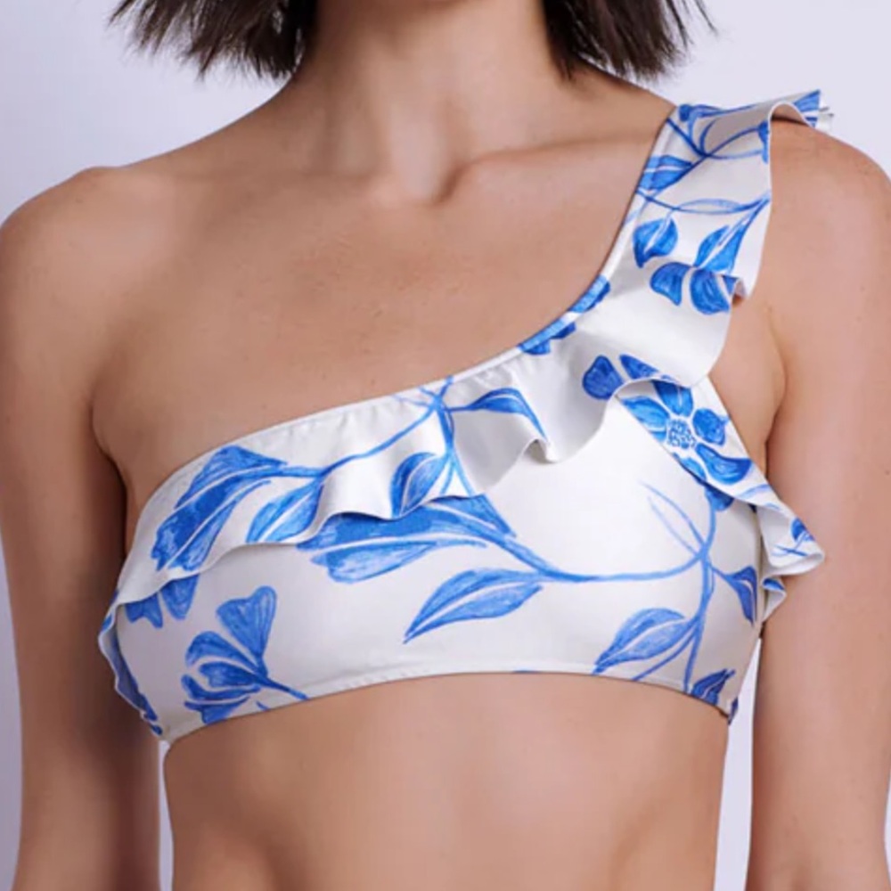 PatBO Nightflower One Shoulder BIKINI TOP Size Small NWT